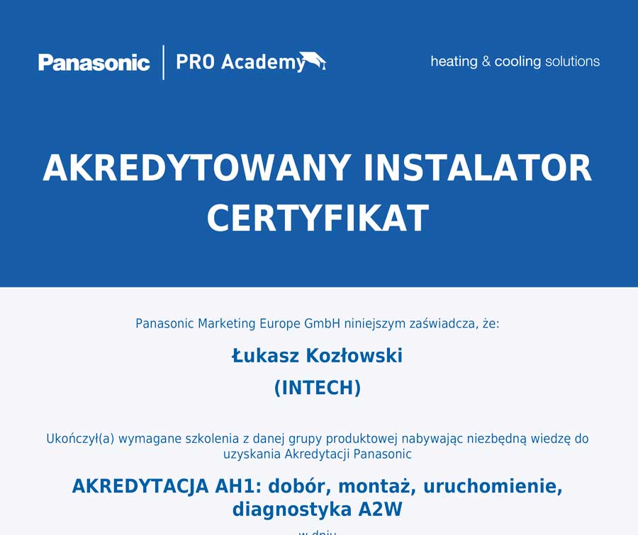 akredytowany instalator certyfikat